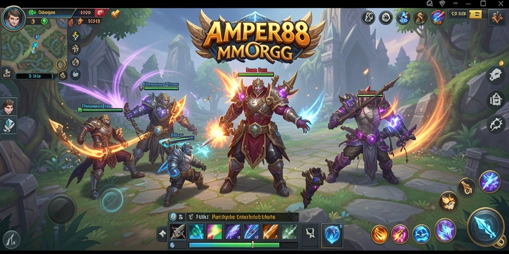 Gameplay AMPER88 menampilkan pertarungan epik dalam dunia MMORPG.