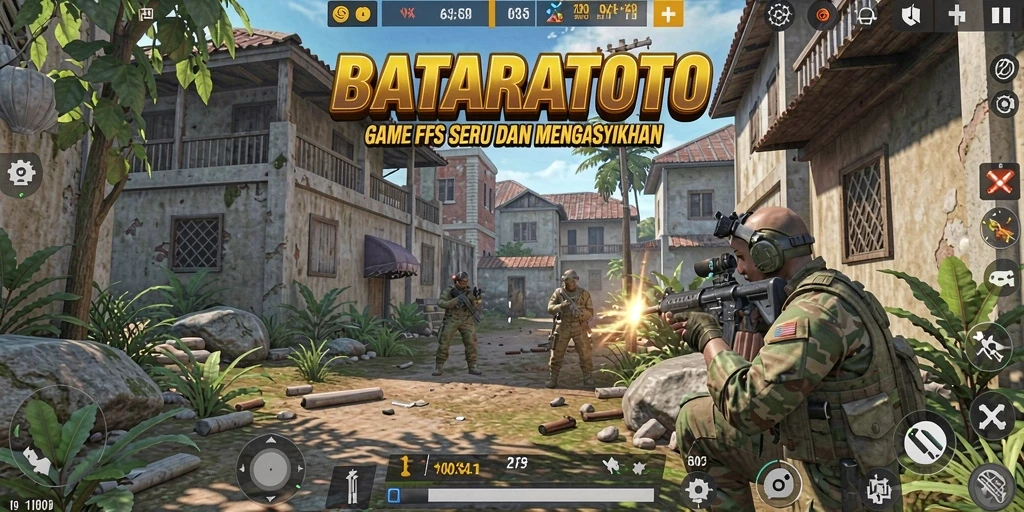 Gameplay mendebarkan di <strong>BATARATOTO</strong> dengan aksi tembak-menembak.