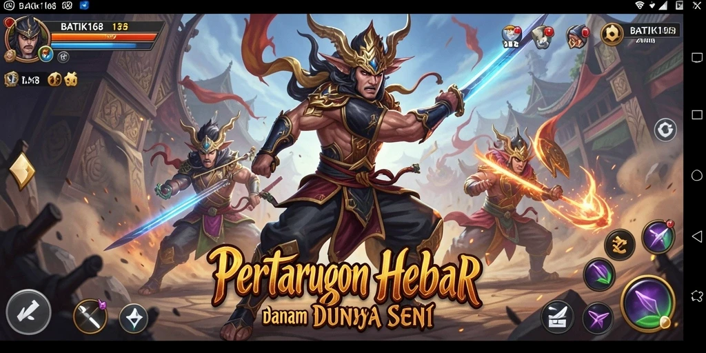 Screenshot utama BATIK168 menampilkan pertarungan seru dalam arena.