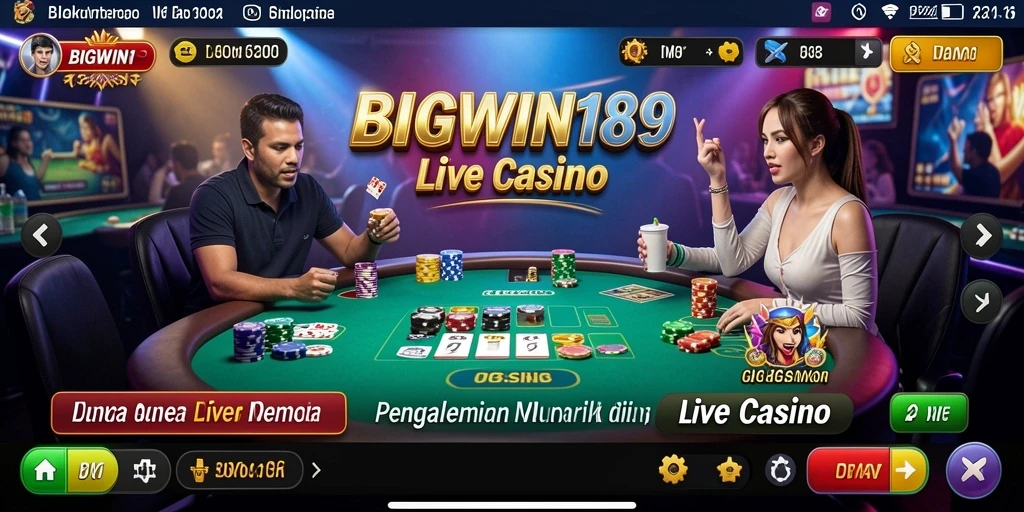 Tampilan gameplay nyata Live Casino BIGWIN189 menampilkan dealer profesional.