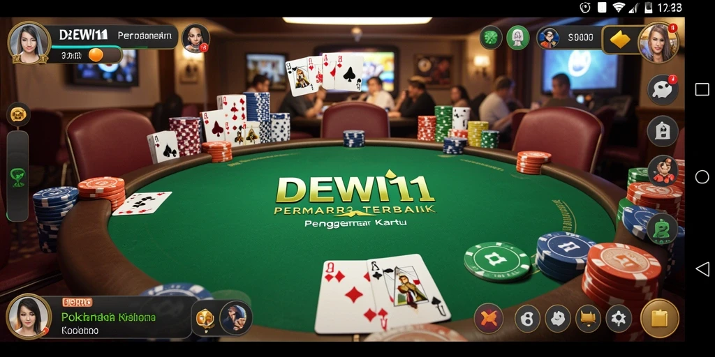 Tampilan gameplay mendebarkan dalam DEWI11 dengan keasyikan bermain Poker.