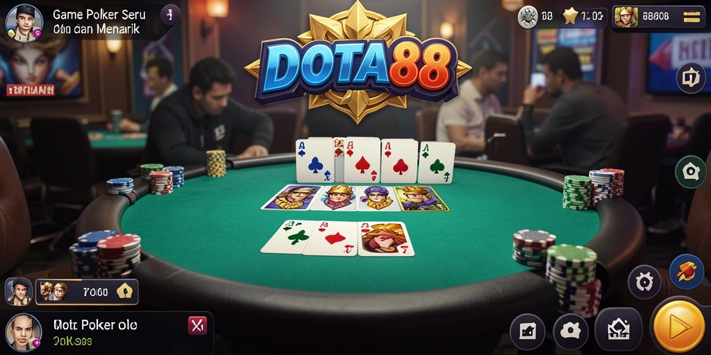 Screenshot DOTA88 menunjukkan gameplay poker yang intens dan menarik.