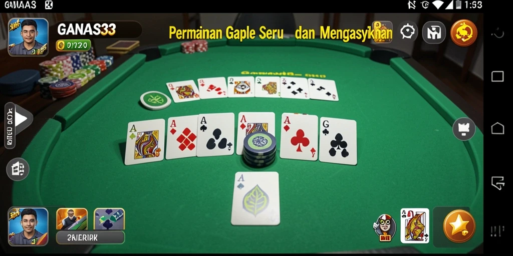 Screenshot utama GANAS33 menampilkan gameplay Gaple yang seru.