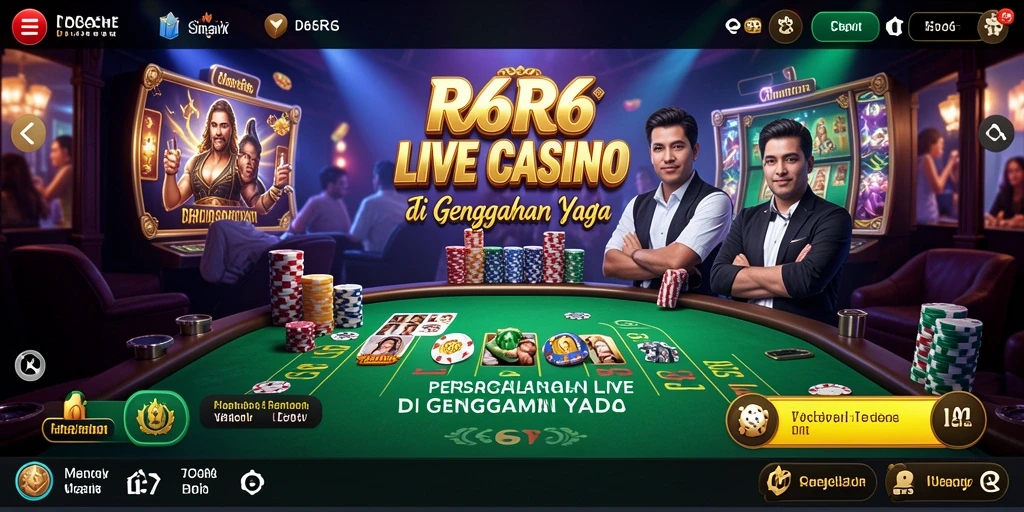 Tangkapan layar R6R6 menunjukkan dealer langsung yang mengelola permainan kasino.
