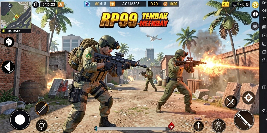 Tangkapan layar RP99 menunjukkan aksi intens dalam gameplay TPS.