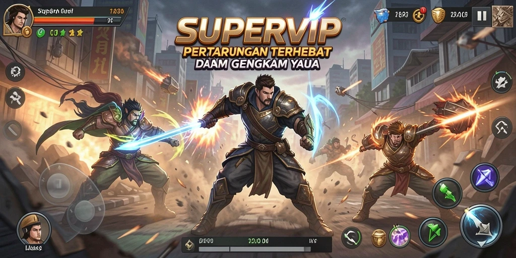 Tangkapan layar gameplay SUPERVIP yang mendebarkan dan penuh aksi.
