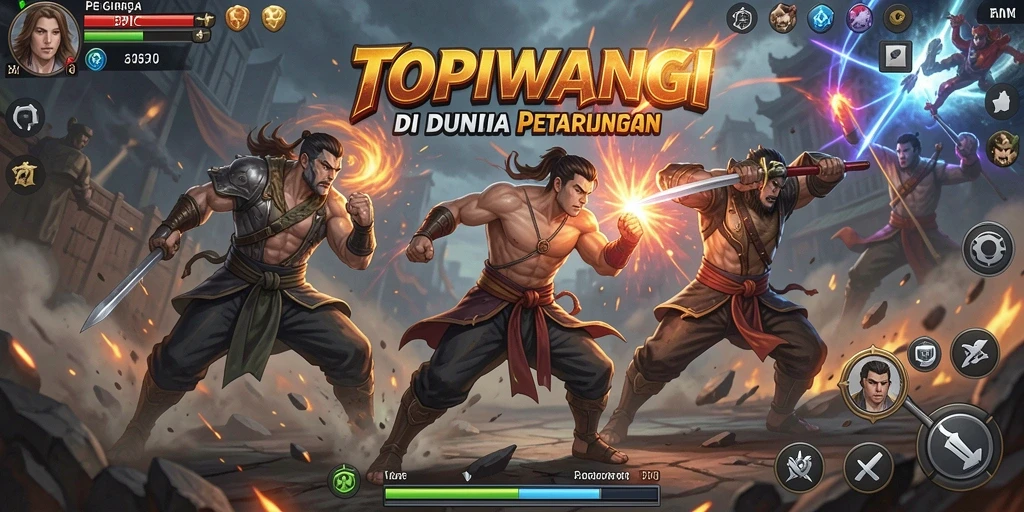 Tampilan dinamis pertarungan dalam game TOPIWANGI yang mendebarkan.