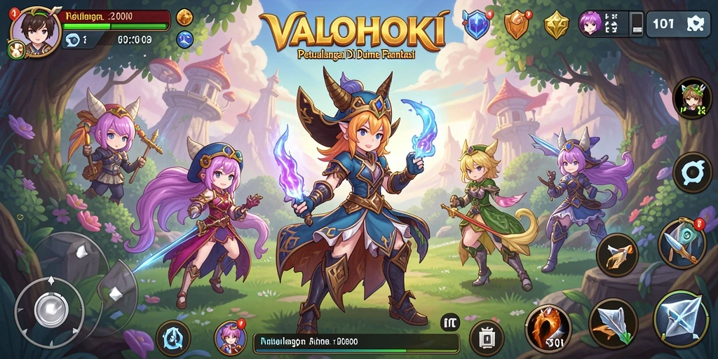 Tampilan indah dari gameplay <strong>VALOHOKI</strong> yang penuh aksi dan karakter anime.